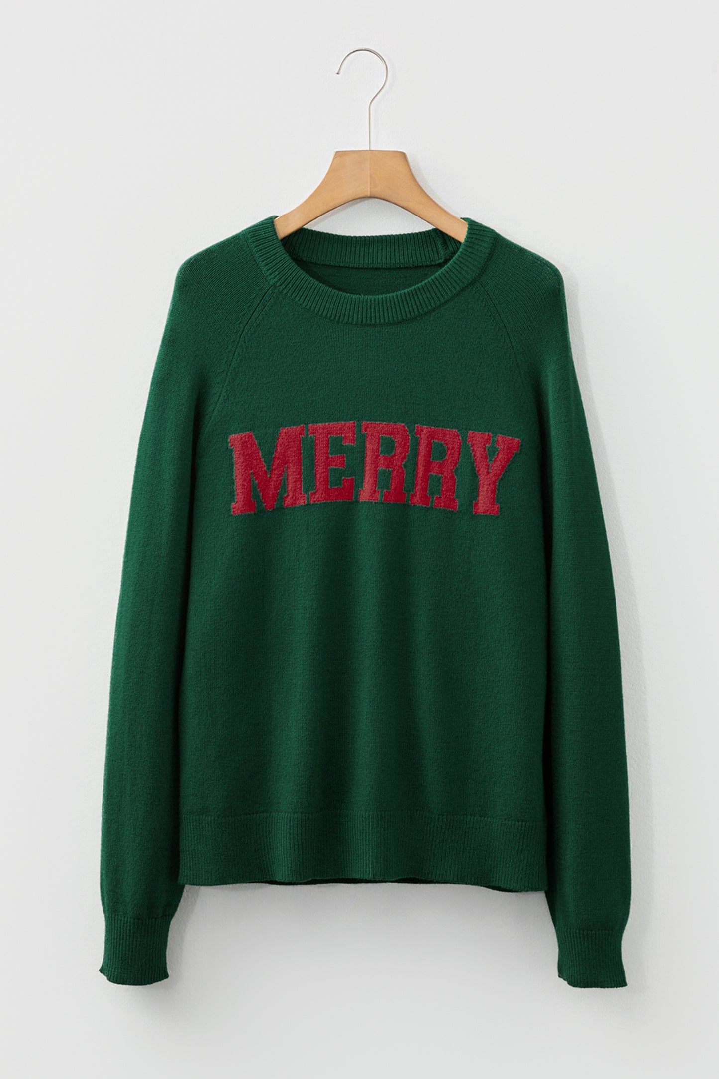 Blackish Green MERRY Letter Pattern Christmas Raglan Sleeve Sweater