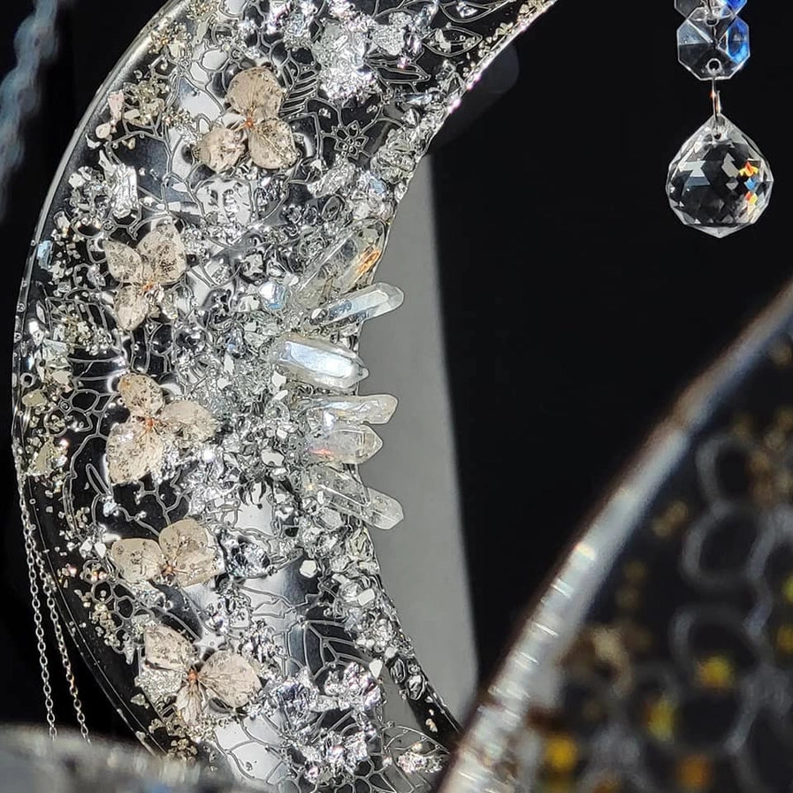 Pink & Silver Moon Phase Suncatcher