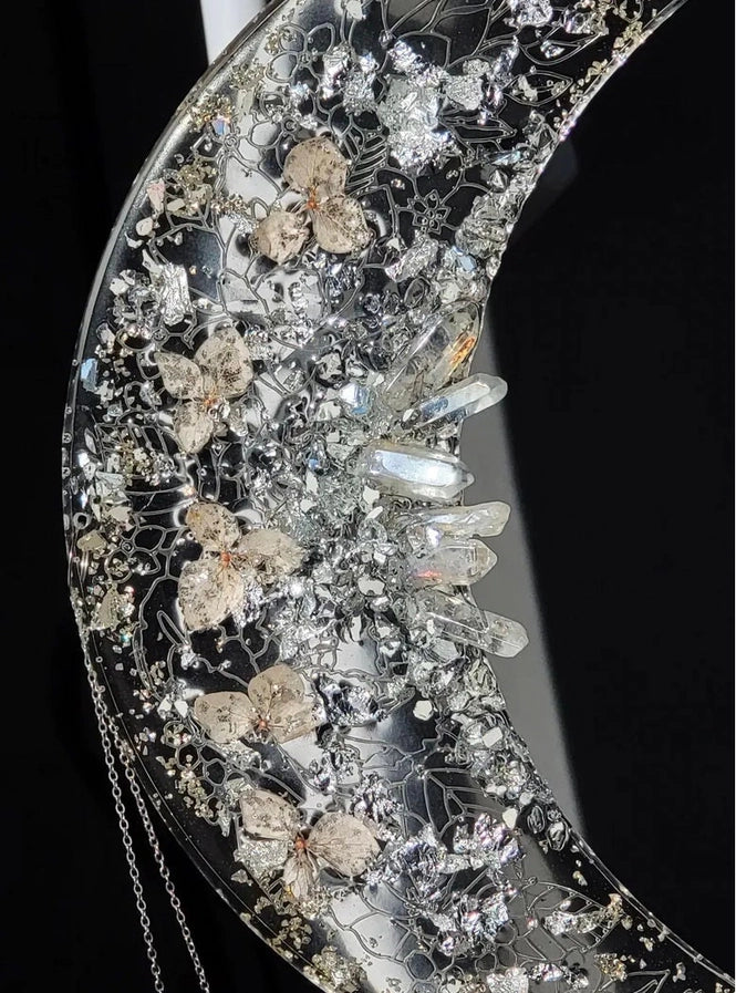 Pink & Silver Moon Phase Suncatcher