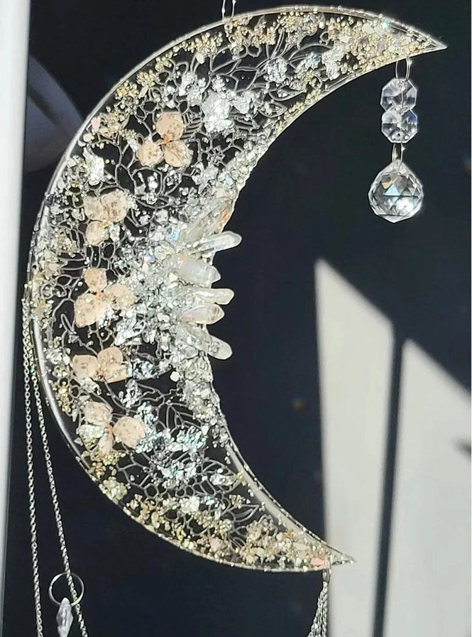 Pink & Silver Moon Phase Suncatcher