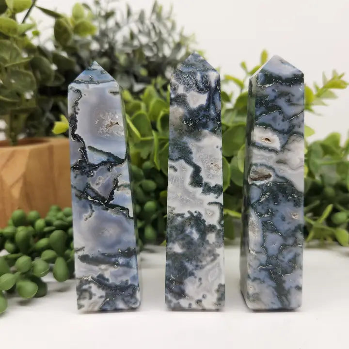 Moss Agate 4-Sided Tower
